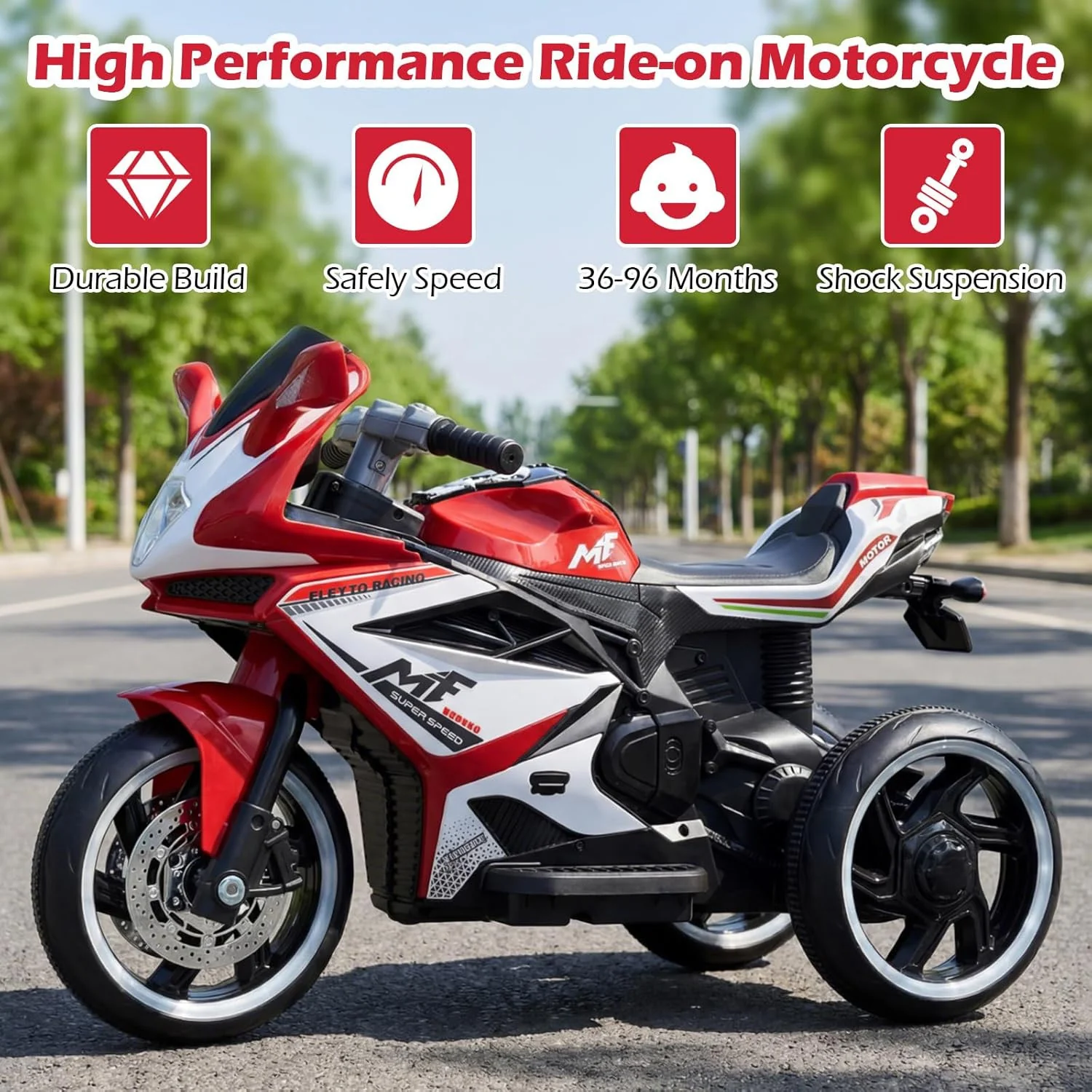 Electric 6V Kids Motorcycle with Reversible Drive, Headlight, Wheel Lighting, and Horn - Image 3