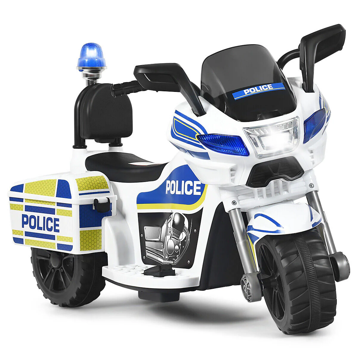 6V Kids Police Motorcycle Trike with Flashing Siren & Headlight - 3-Wheel Fun for Little Officers! - Image 11