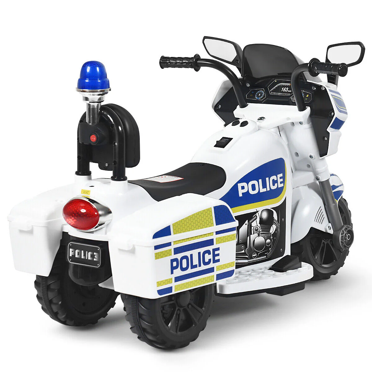 6V Kids Police Motorcycle Trike with Flashing Siren & Headlight - 3-Wheel Fun for Little Officers! - Image 12
