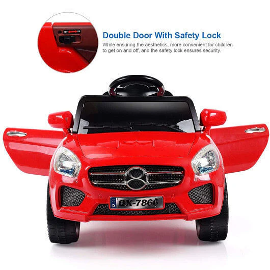 6V Kids Remote Control Ride-On Car with LED Lights - Red - Image 3
