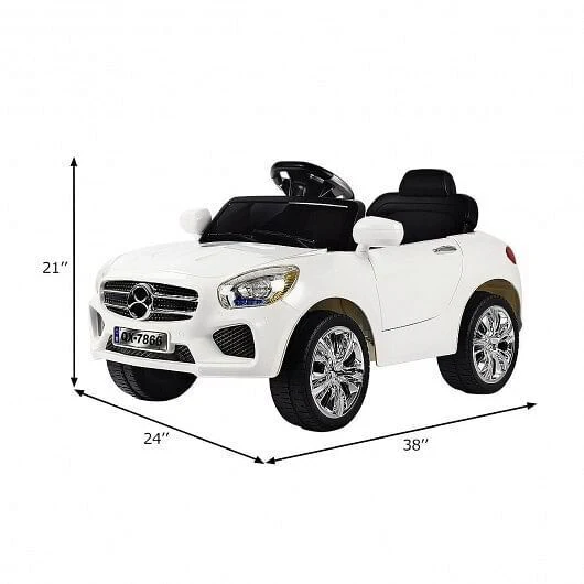 6V Kids Remote Control Ride-On Car with LED Lights - White - Image 4