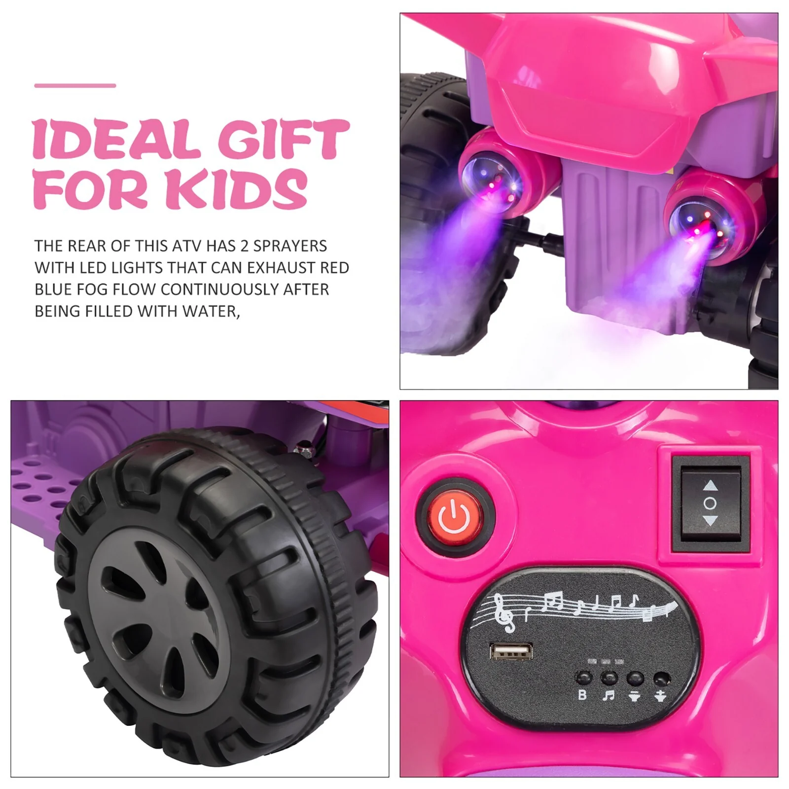 6V Battery-Powered Electric Ride-On ATV for Toddlers with 4 Wheels and Music Features - Image 9