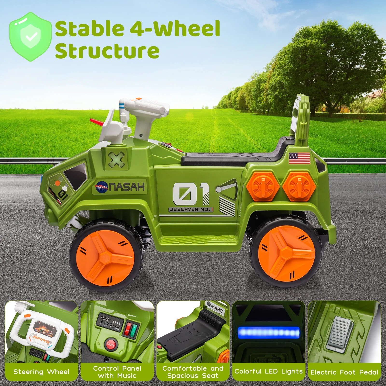 6V Electric Ride-On Car for Toddlers with Radar and Rocket Sound Features - Image 15