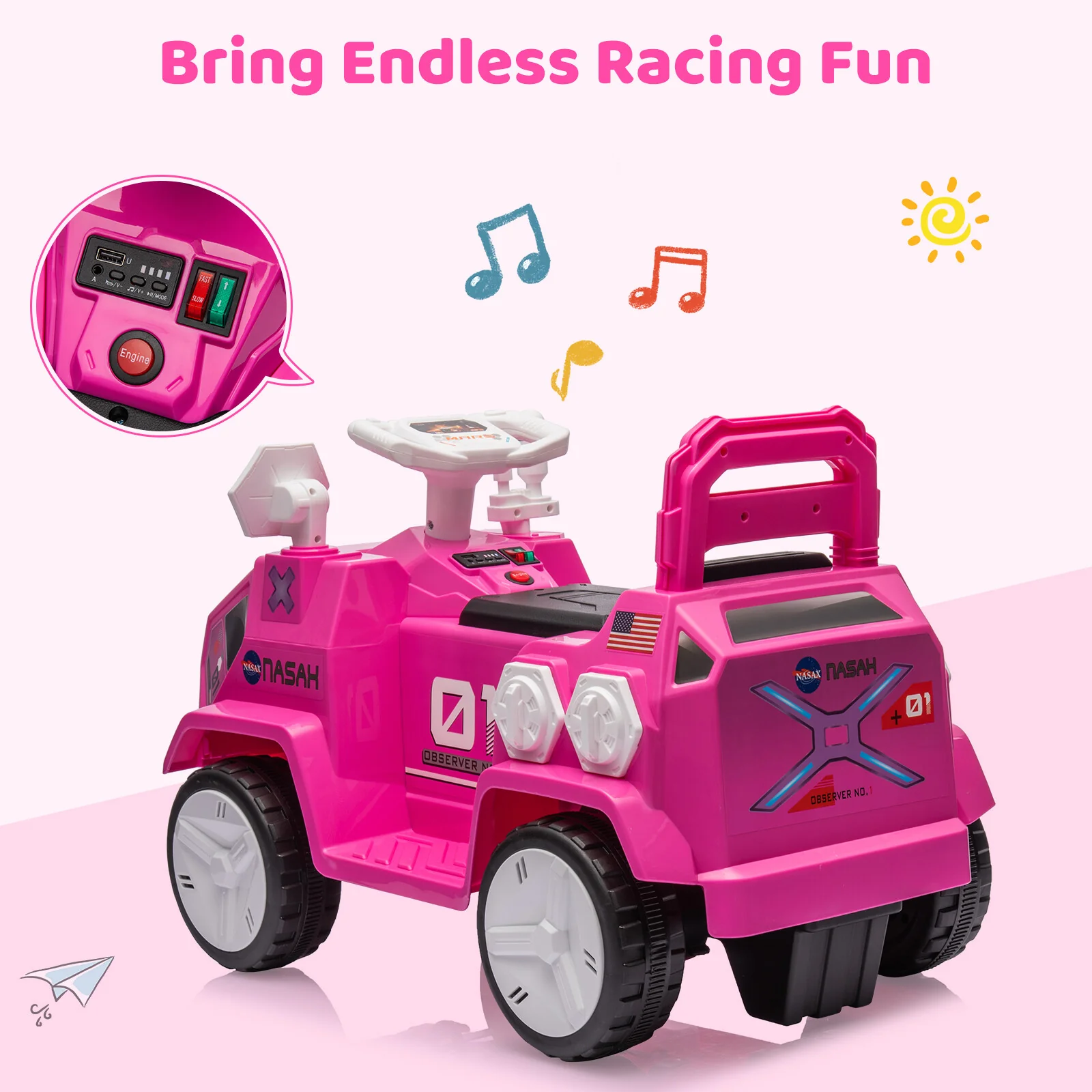 6V Electric Ride-On Car for Toddlers with Radar and Rocket Sound Features - Image 23