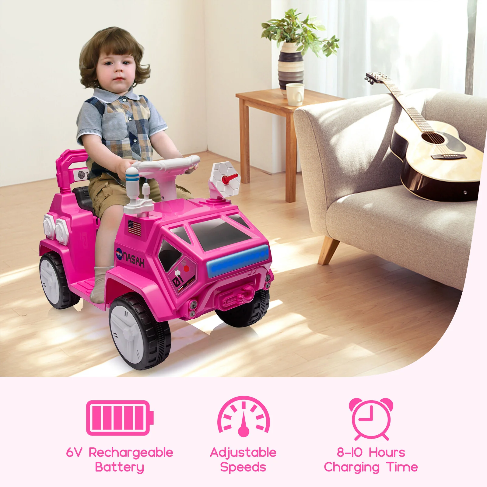 6V Electric Ride-On Car for Toddlers with Radar and Rocket Sound Features - Image 24