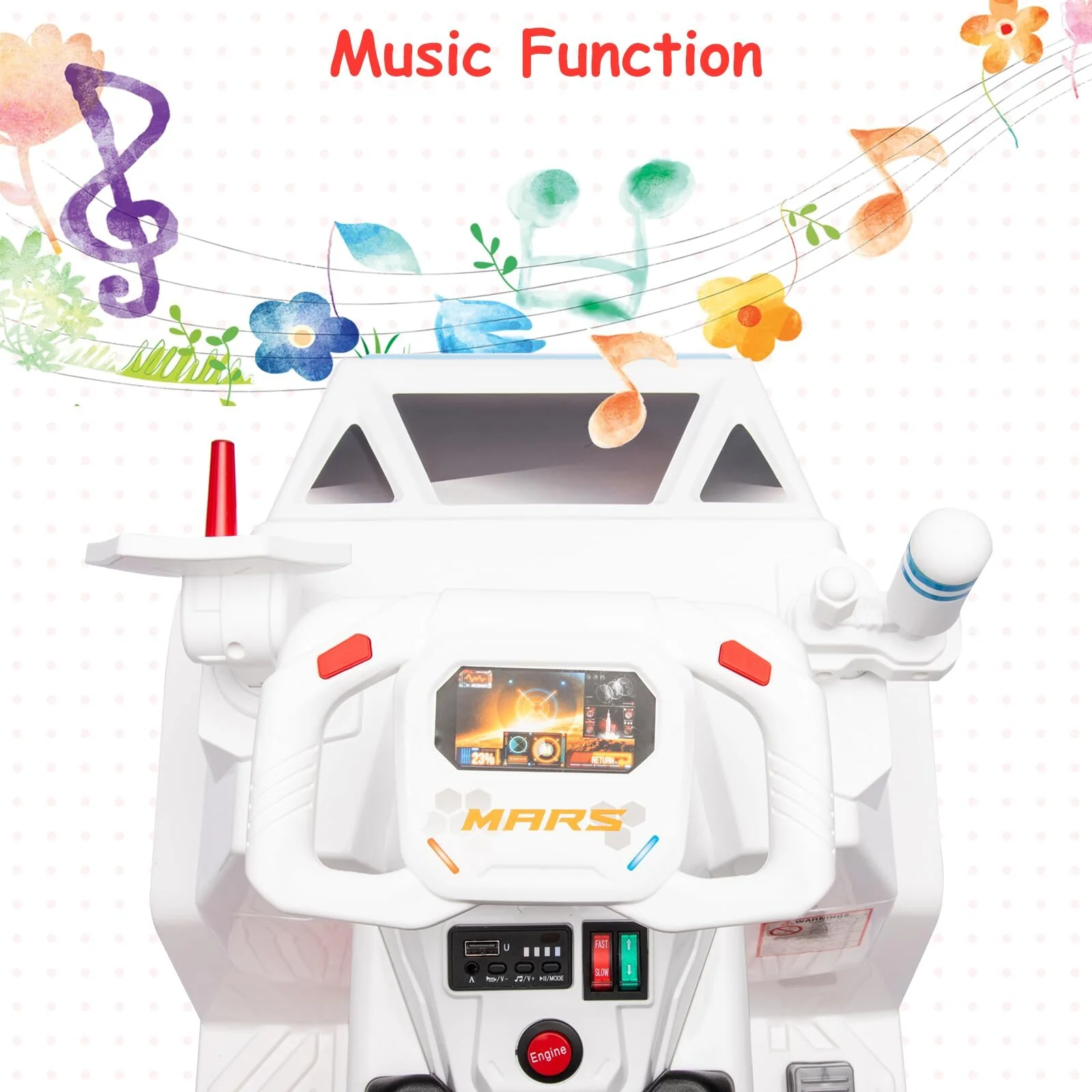 6V Electric Ride-On Car for Toddlers with Radar and Rocket Sound Features - Image 3