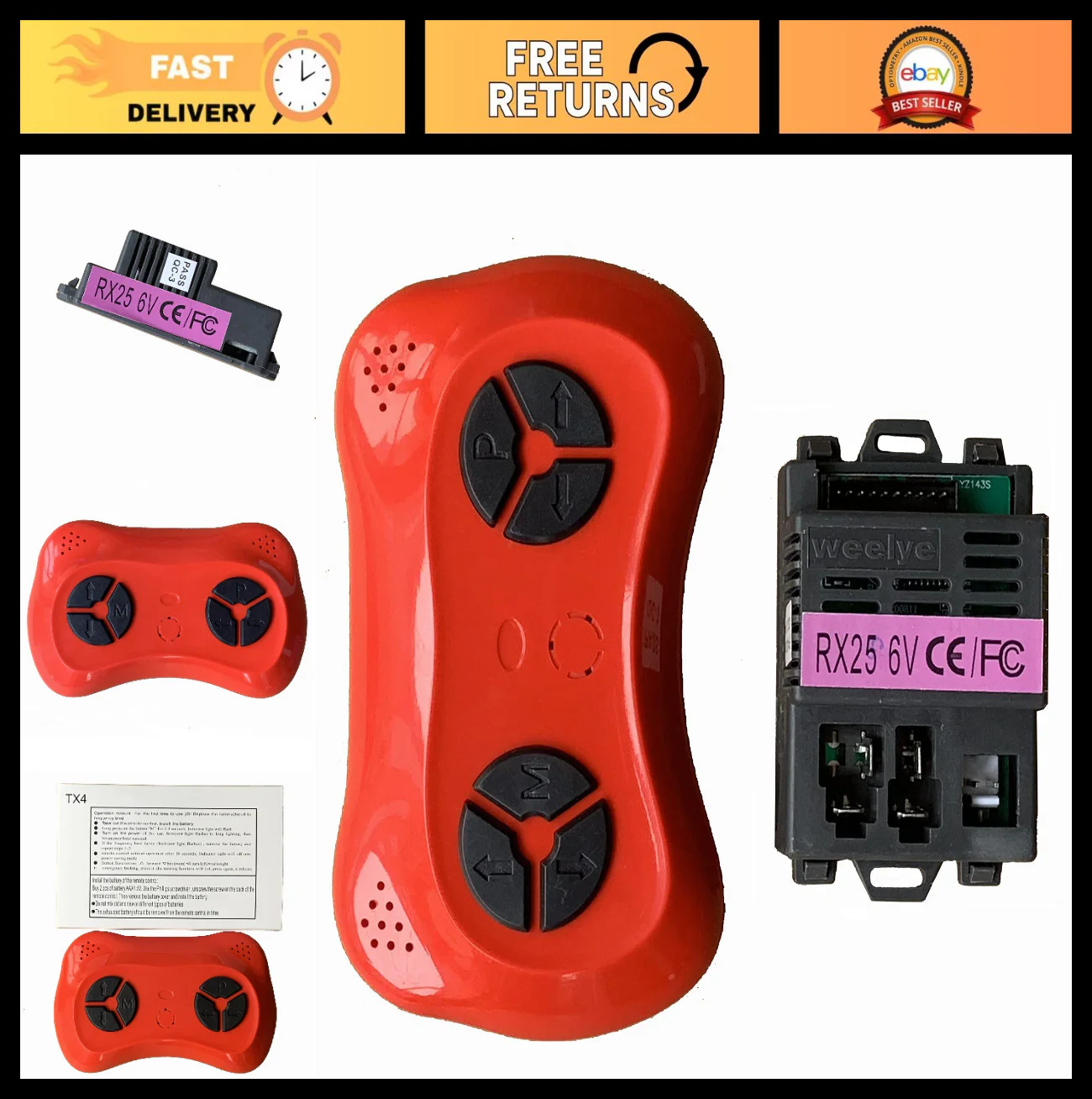 6V Bluetooth Remote Control Kit for Kids Ride-On Cars