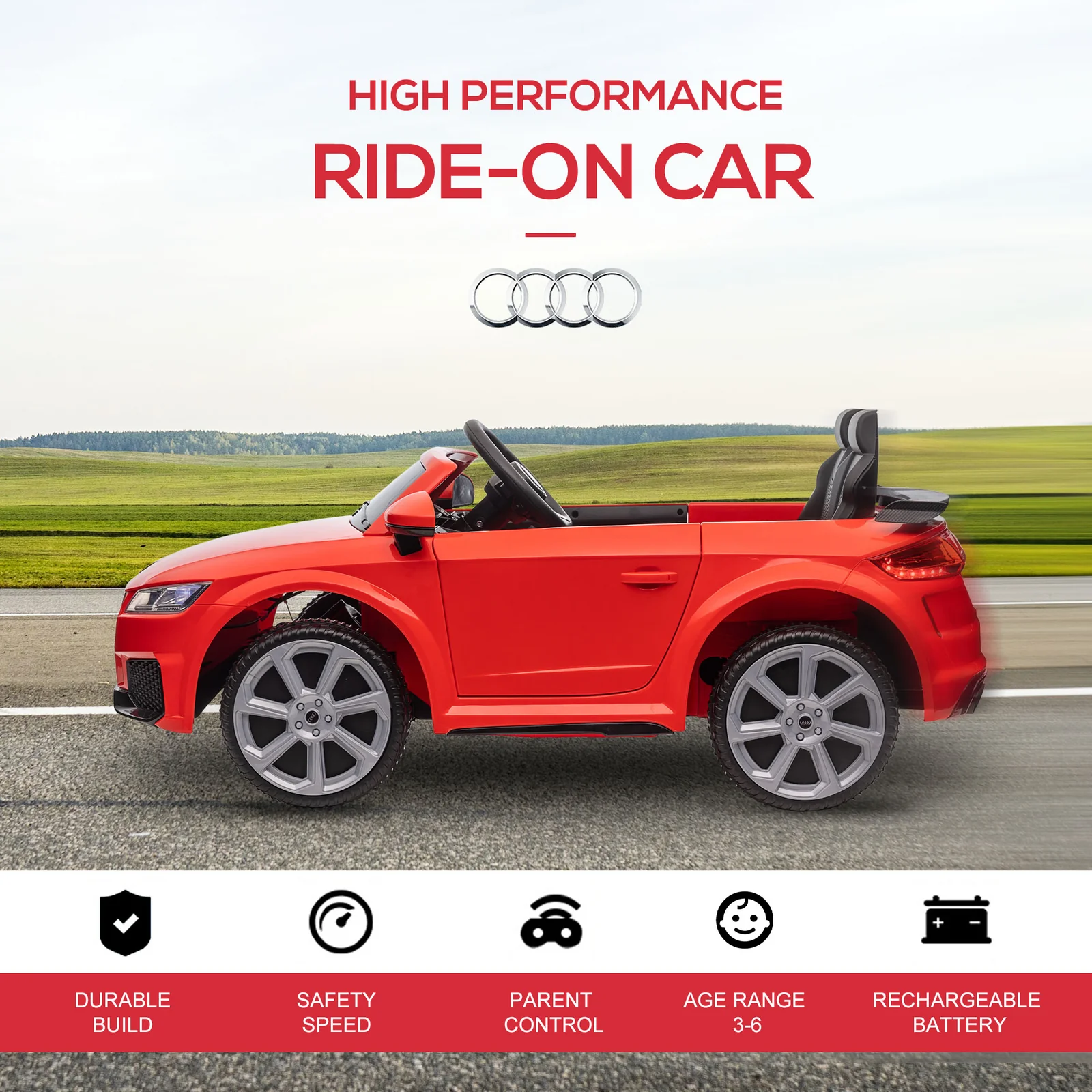 6V Battery-Powered Kids Ride-On Car Toy with High/Low Speed, Suspension, and Remote Control - Image 4