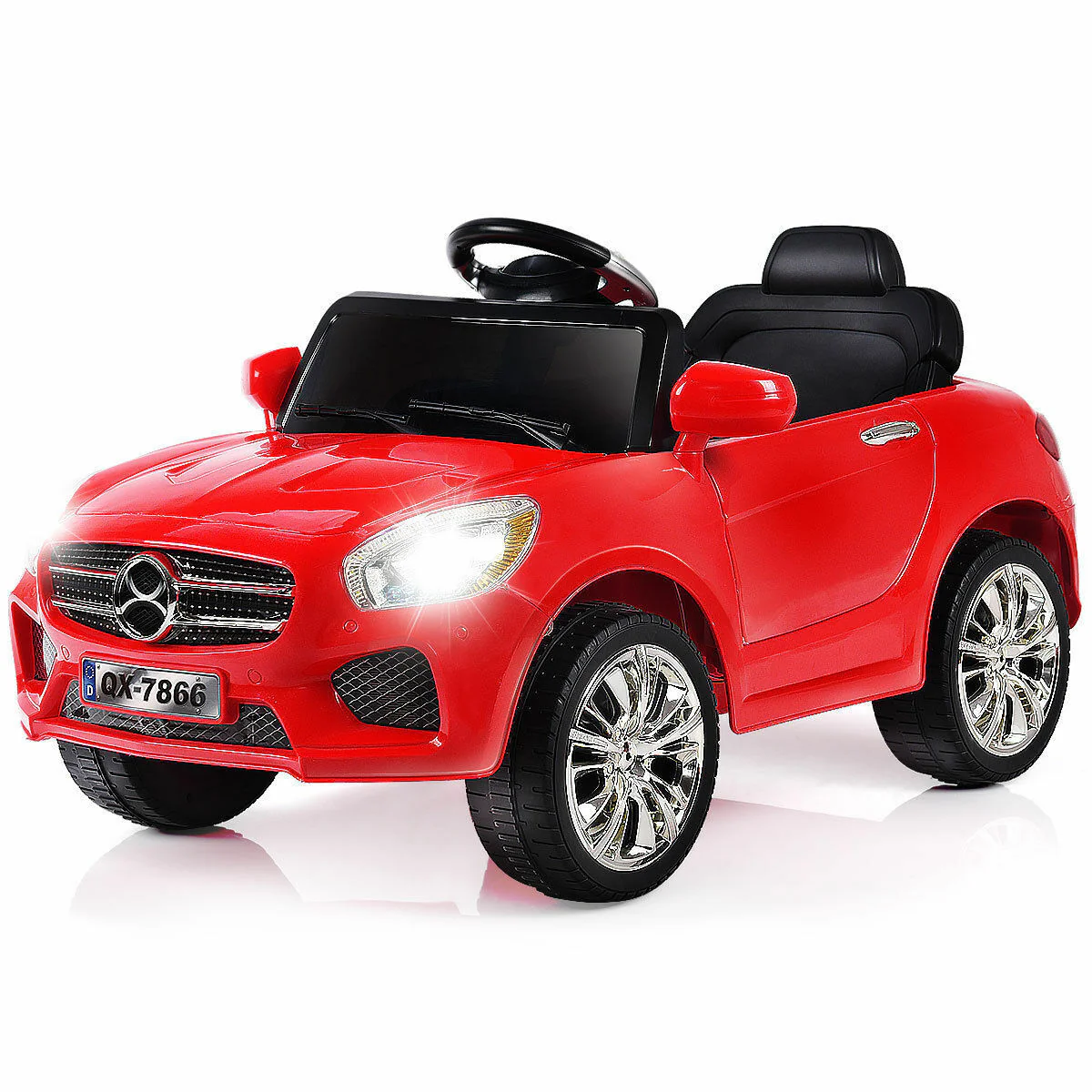 6V Kids Ride On Car with RC Remote Control, LED Lights, and MP3 Player - White - Image 12