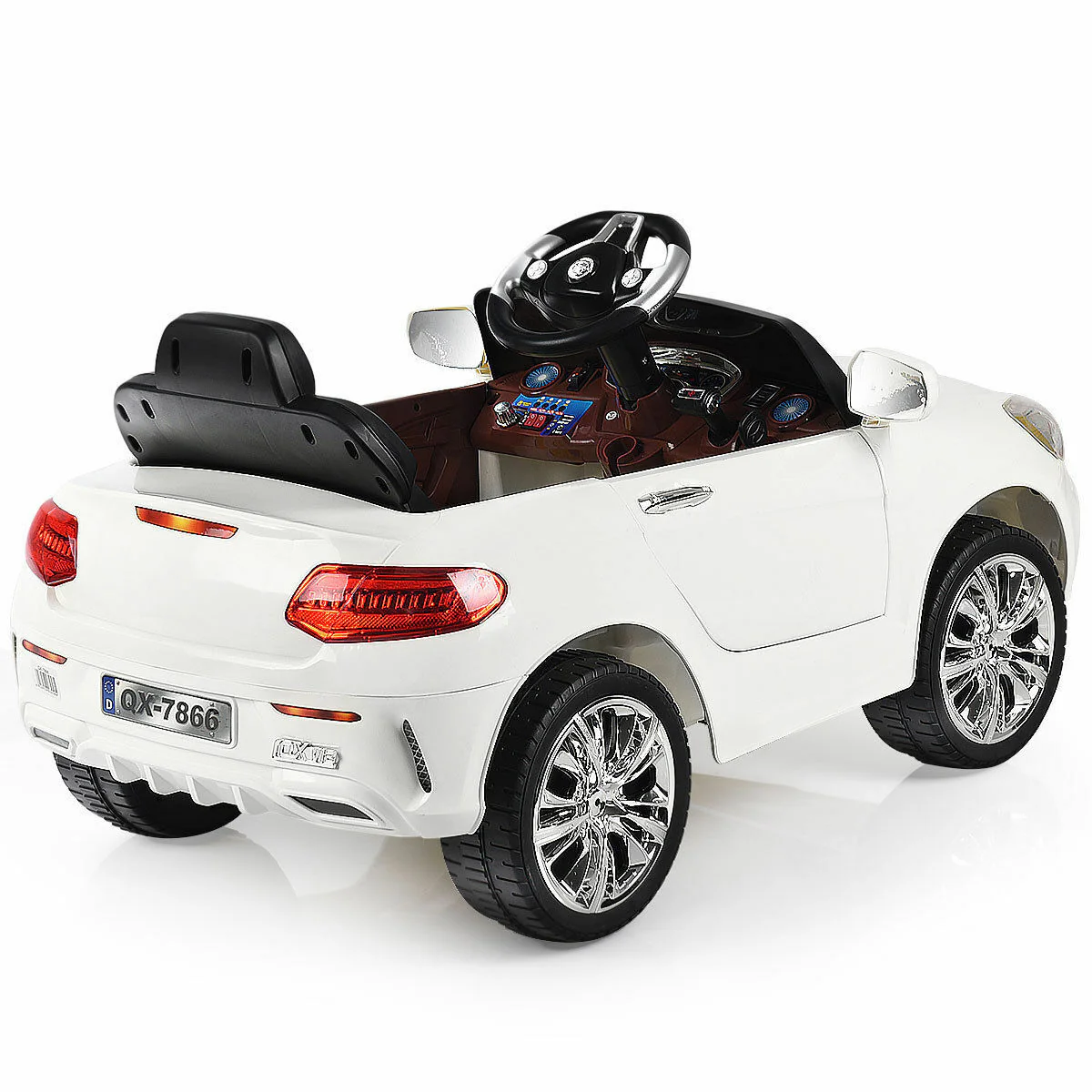 6V Kids Ride On Car with RC Remote Control, LED Lights, and MP3 Player - White - Image 23