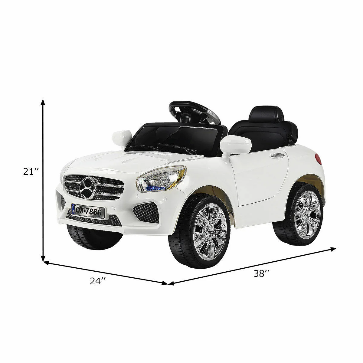 6V Kids Ride On Car with RC Remote Control, LED Lights, and MP3 Player - White - Image 24
