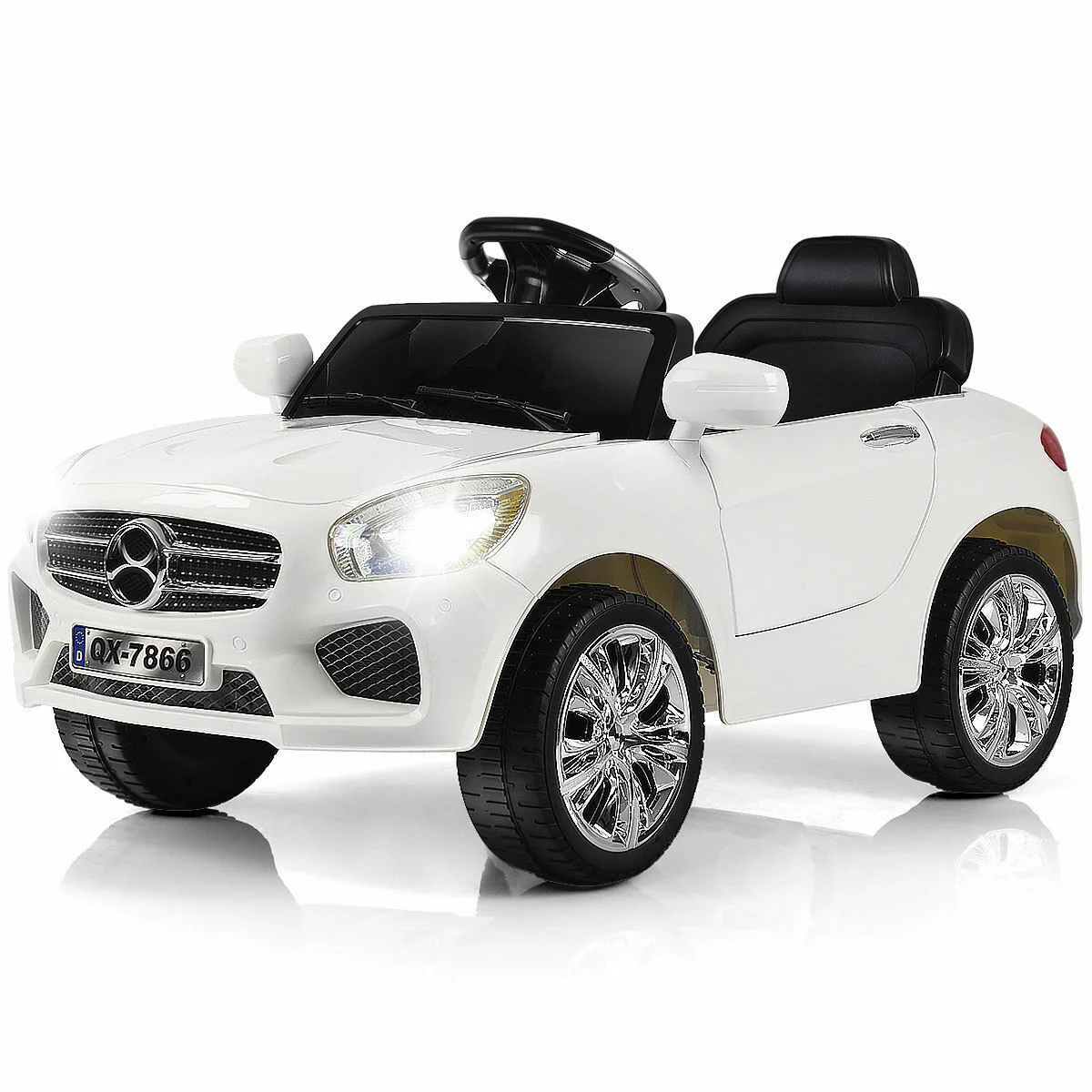 6V Kids Ride On Car with RC Remote Control, LED Lights, and MP3 Player - White - Image 25