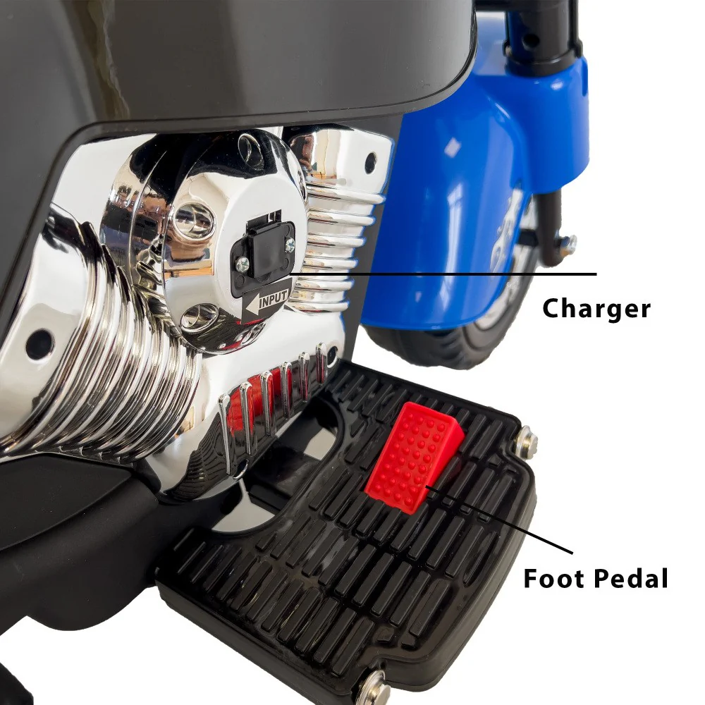 6V Kids Ride-On Blue 3-Wheel Chopper Trike Motorcycle with Headlight and Horn - Image 5