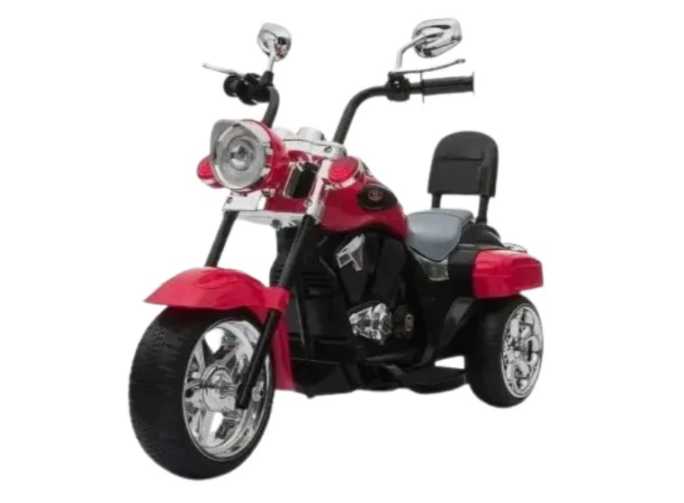 6V Kids Ride-On Red Chopper Motorcycle 3-Wheel Trike with Headlight and Horn - Image 2
