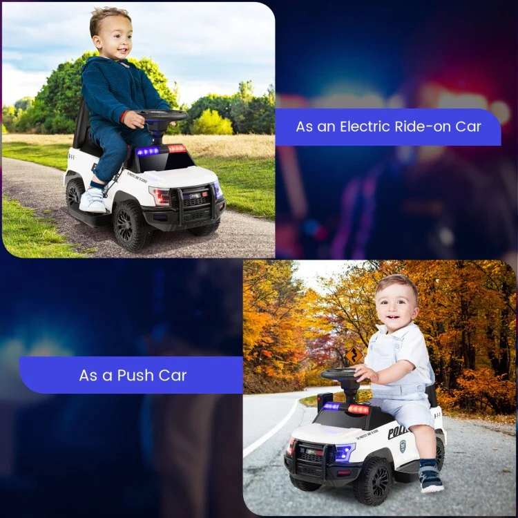 6V Kids Electric Ride-On Car with Megaphone, Siren, and Flashing Lights - Image 5