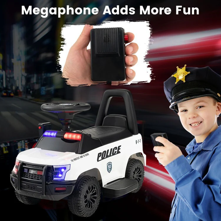 6V Kids Electric Ride-On Car with Megaphone, Siren, and Flashing Lights - Image 7