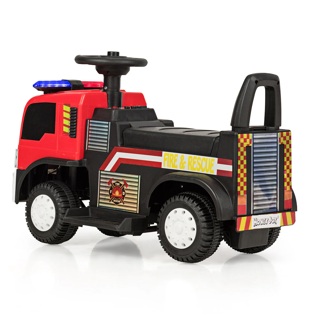 6V Battery-Powered Kids Ride-On Fire Engine with Siren, Lights, and Music - Image 6