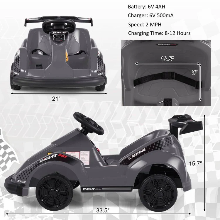 6V Kids Ride-On Go-Kart with Remote Control and Safety Belt for Children - Image 4