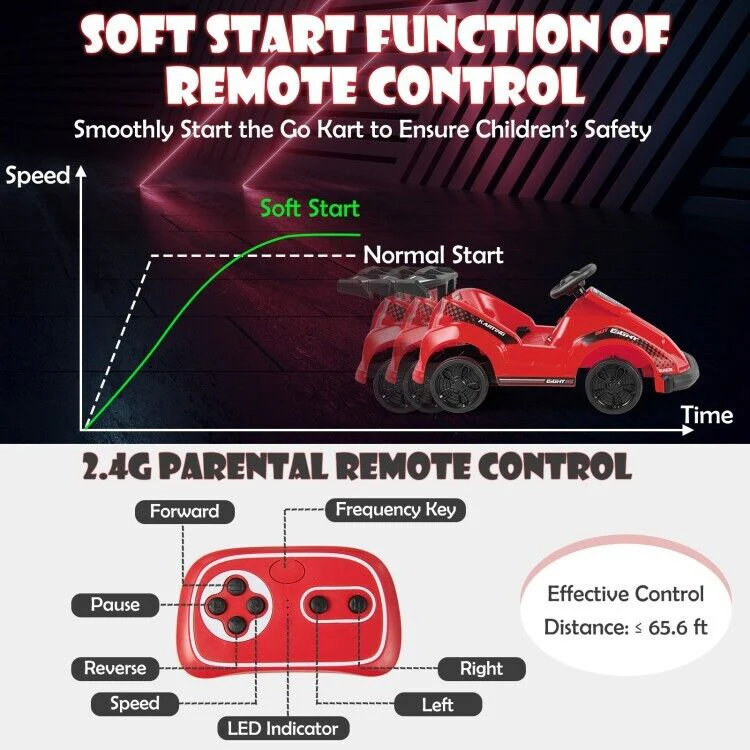 6V Kids Ride On Go Kart with Remote Control and Safety Belt - Toddler Driving Car Toy - Image 8