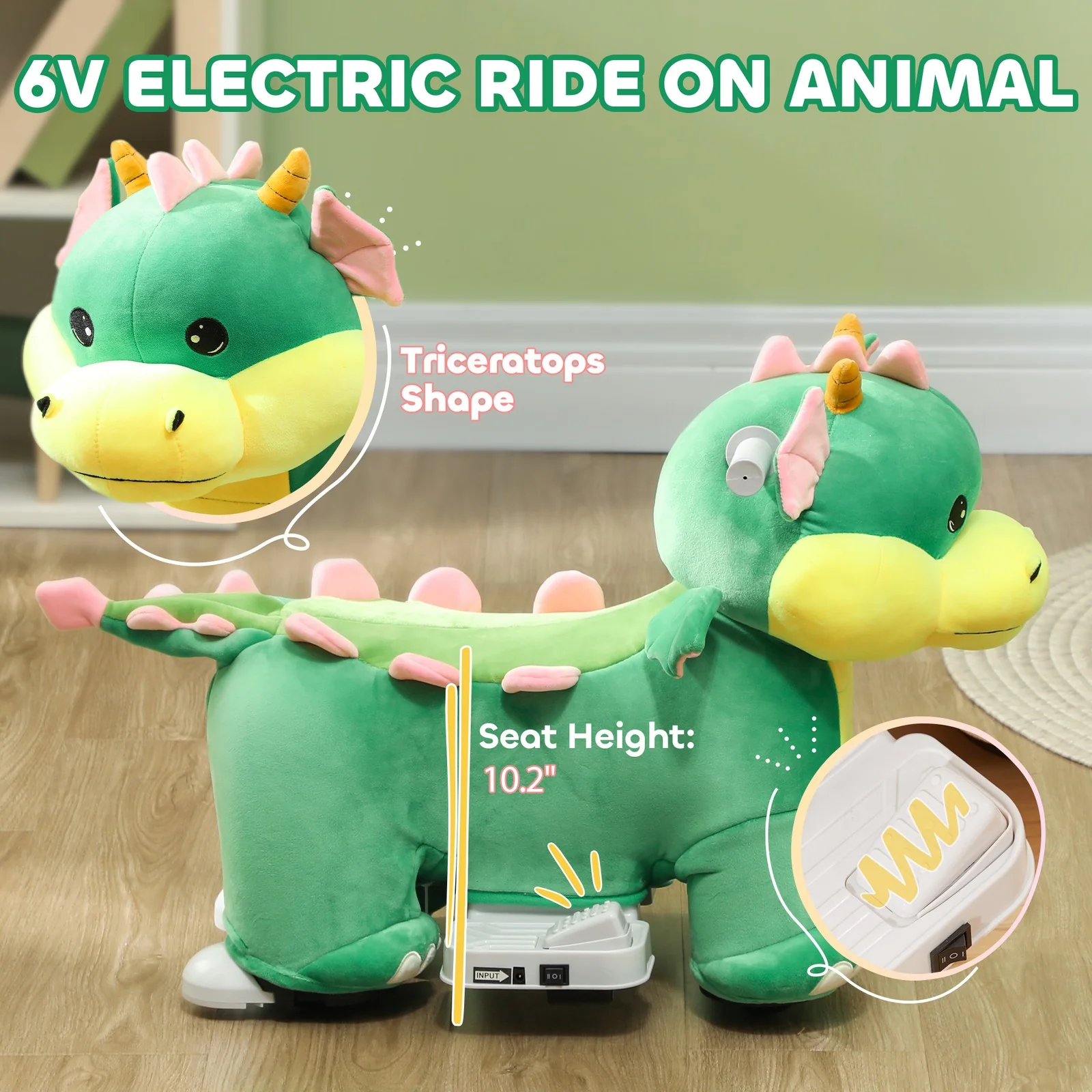 6V Battery-Powered Kids Ride-On Horse Toy with Music and Forward Motion - Image 5