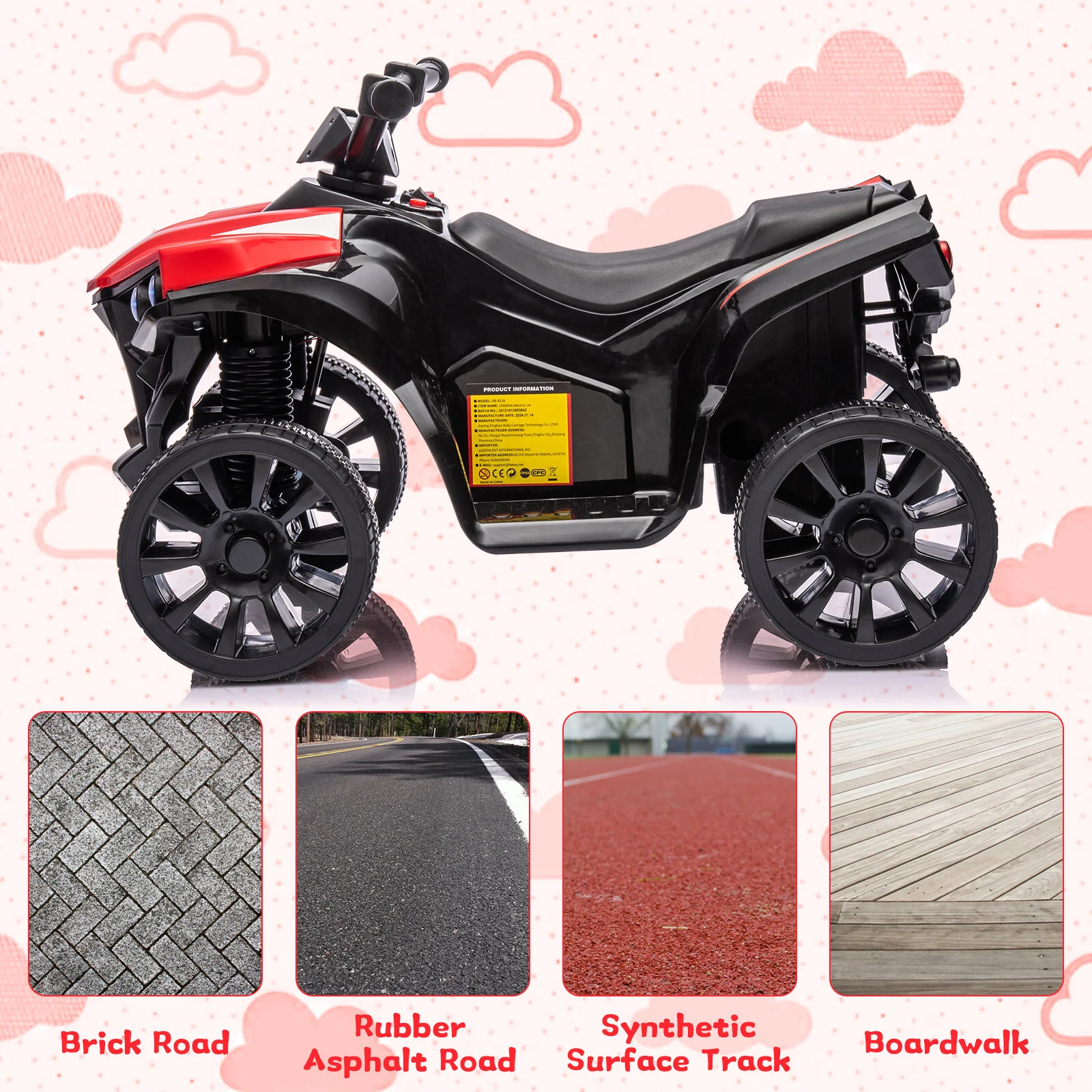 6V Kids Electric Ride-On 4 Wheeler ATV with Music and Foot Pedal - Image 6