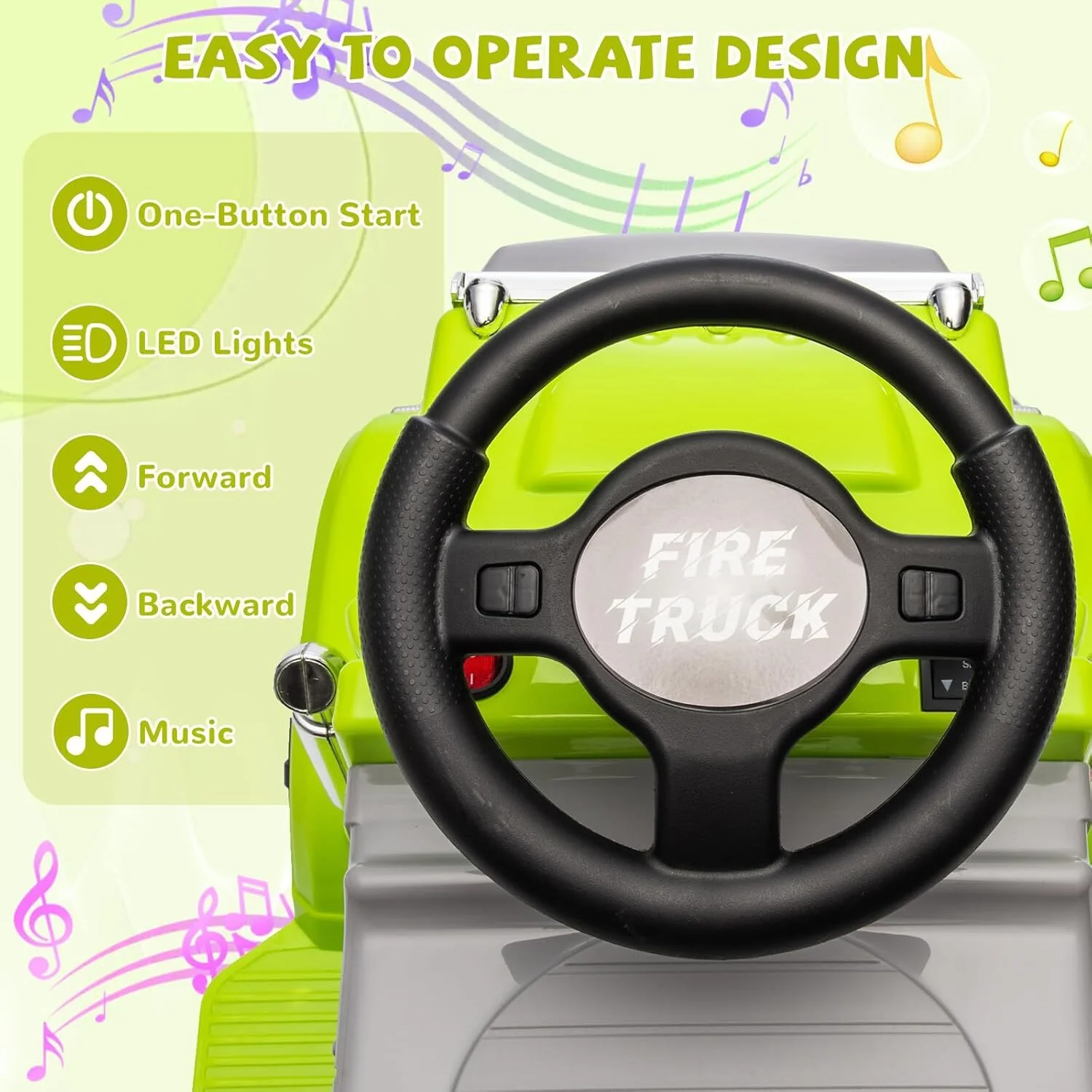 6V Electric Kids Ride-On Toy Car with 2 Headlights, 5 LED Lights, and Storage Area - Image 4