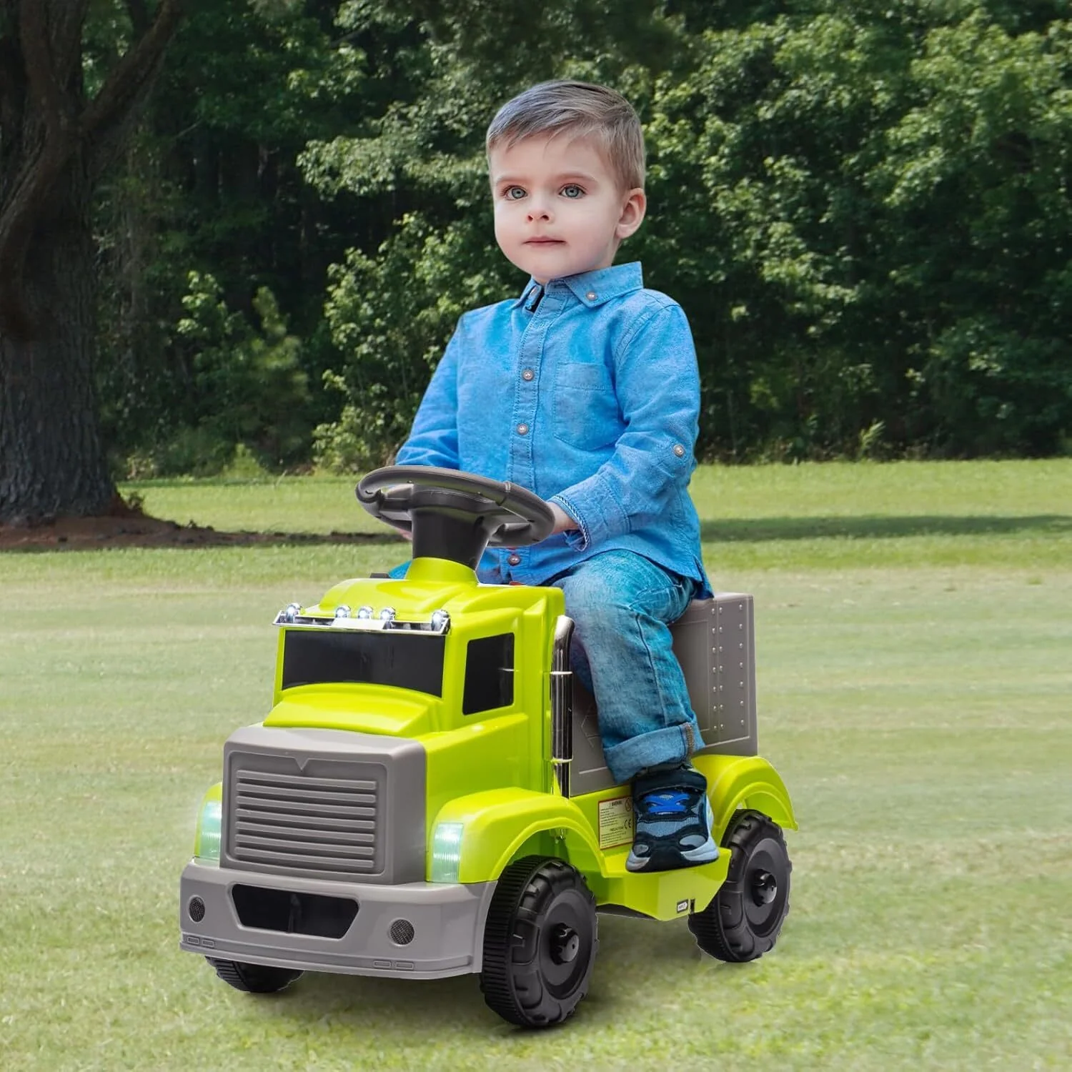 6V Electric Kids Ride-On Toy Car with 2 Headlights, 5 LED Lights, and Storage Area - Image 7