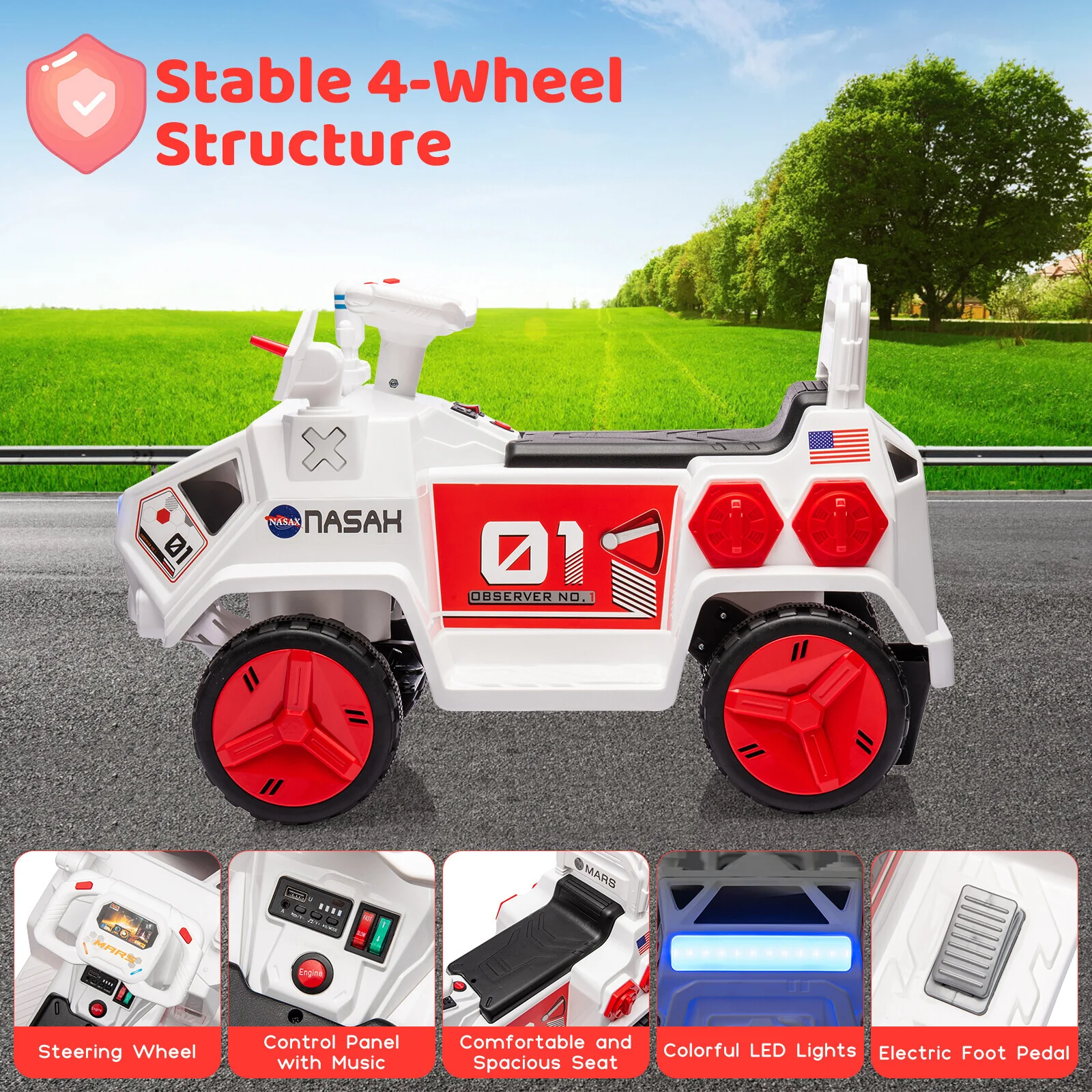 6V Electric Ride-On Car for Kids with MP3 Player and LED Lights - Image 3