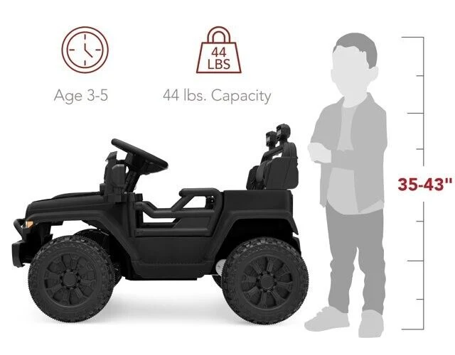 6V Kids Ride On Truck Car with LED Lights and Parental Remote Control - Black Jeep for Ages 3 to 5 - Perfect Gift for Young Adventurers - Image 5