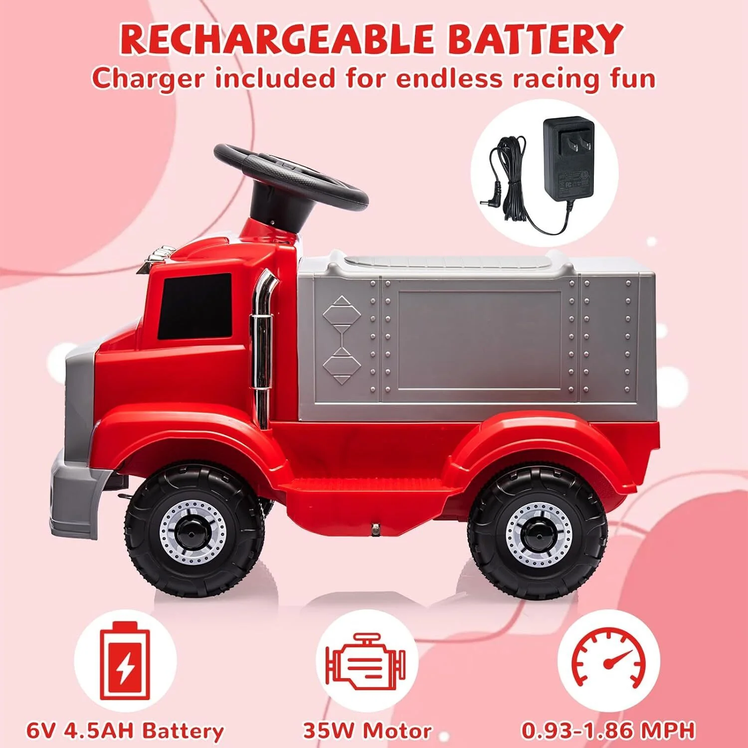 6V Kids Electric Ride-On Truck with Storage Compartment Toy Car - Image 14