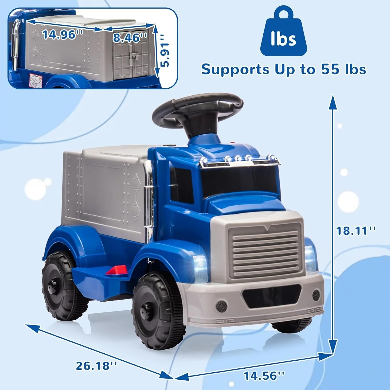 6V Kids Electric Ride-On Truck with Storage Compartment Toy Car - Image 4