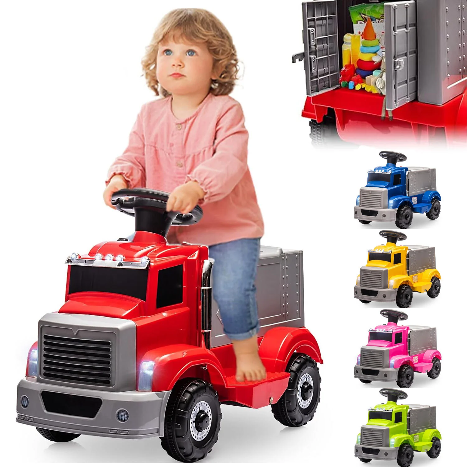 6V Kids Electric Ride-On Truck with Storage Compartment Toy Car - Image 9