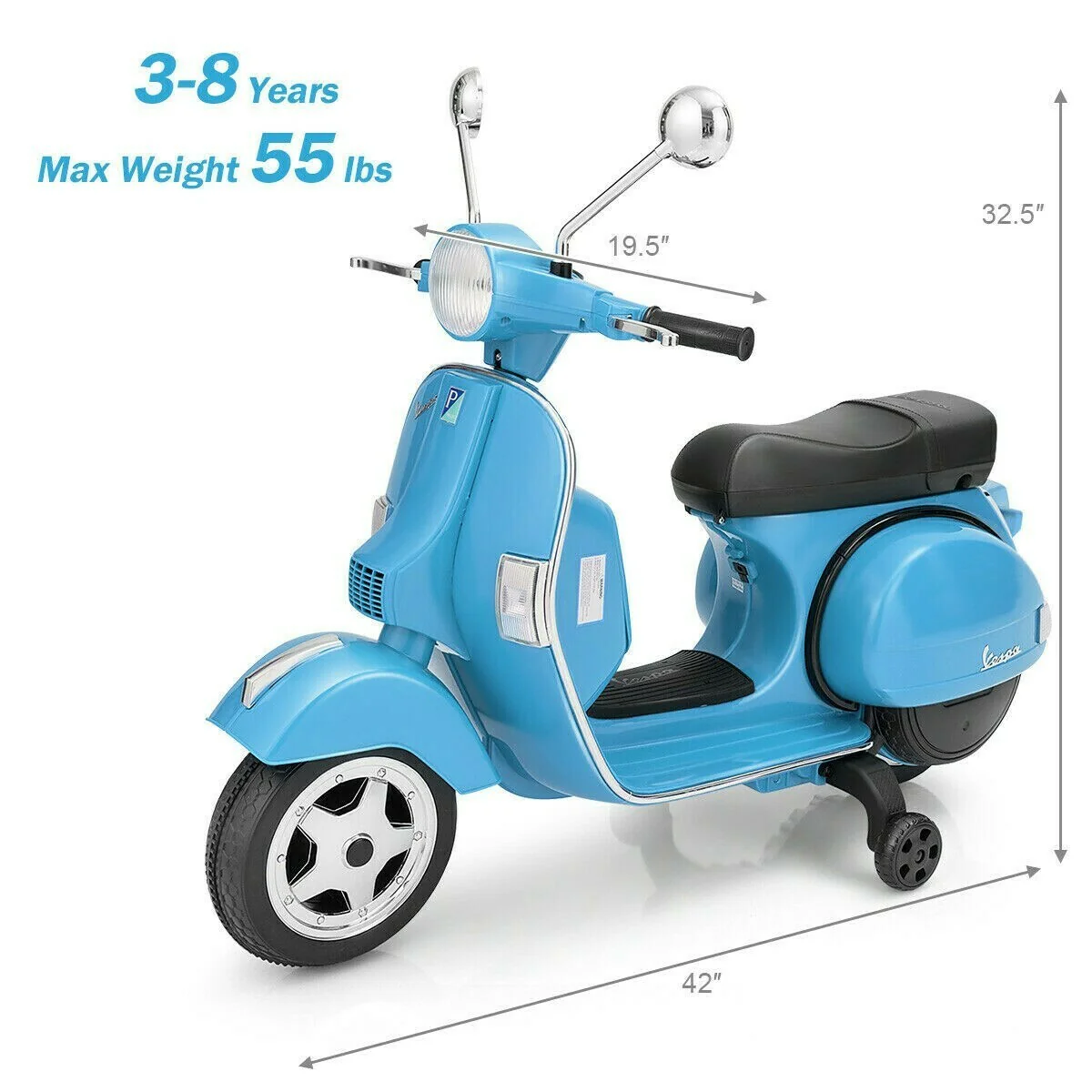6V Kids Ride-On Vespa Scooter Motorcycle with Headlight - Image 5