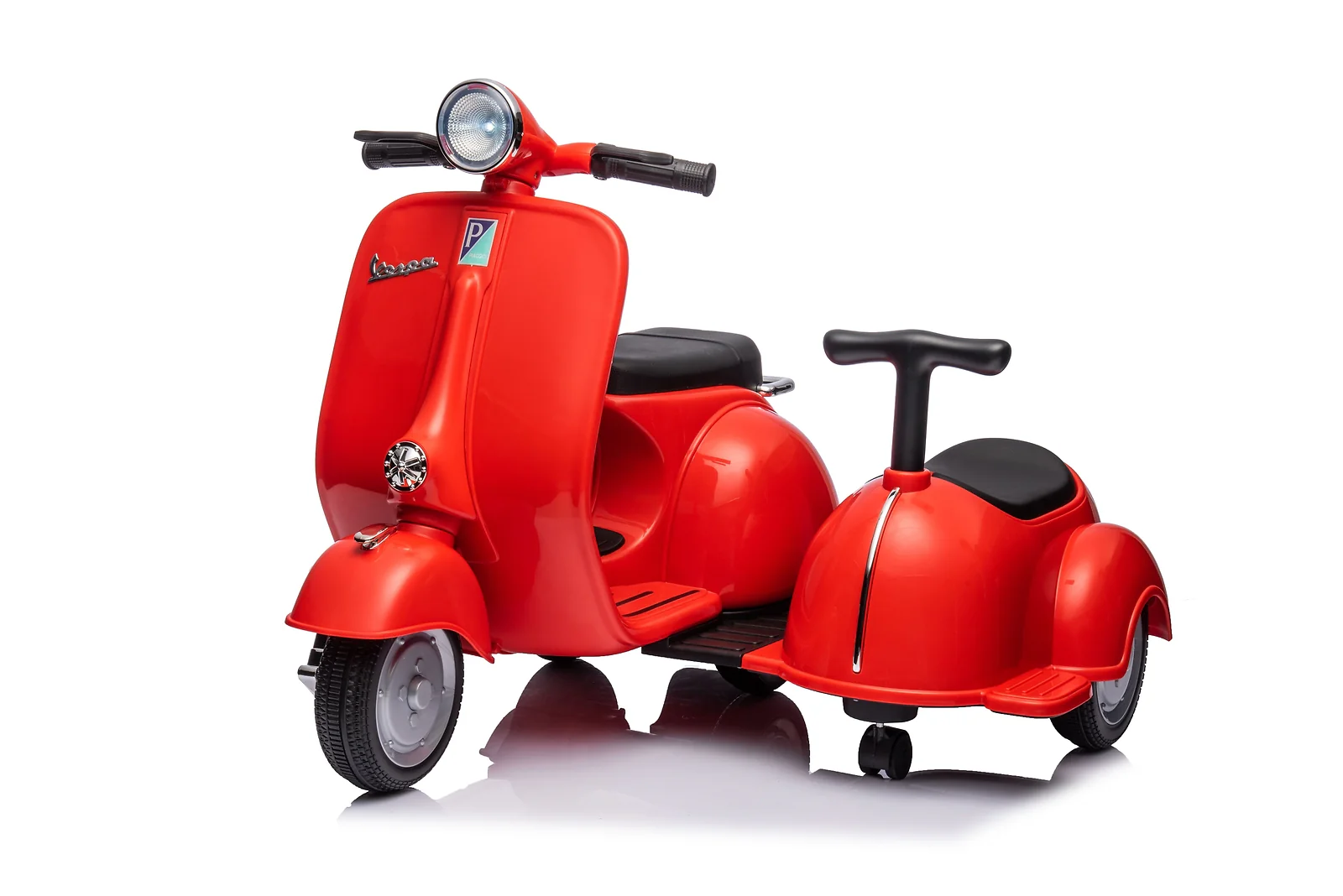 6V Licensed Vespa Electric Kids Ride-On Scooter with Sidecar - Image 10