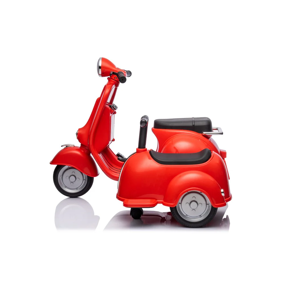 6V Licensed Orange Kids' Vespa Scooter Motorcycle with Sidecar Toy - Image 2