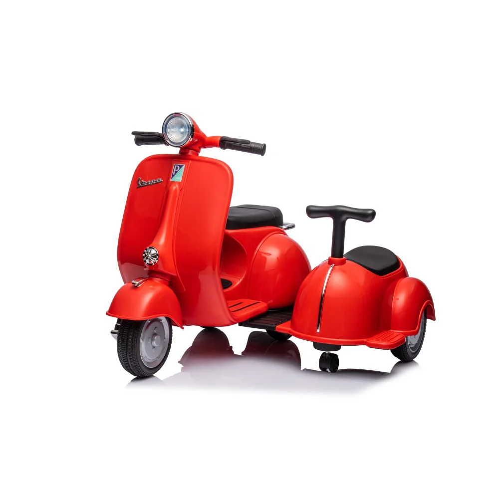 6V Licensed Orange Kids' Vespa Scooter Motorcycle with Sidecar Toy - Image 4