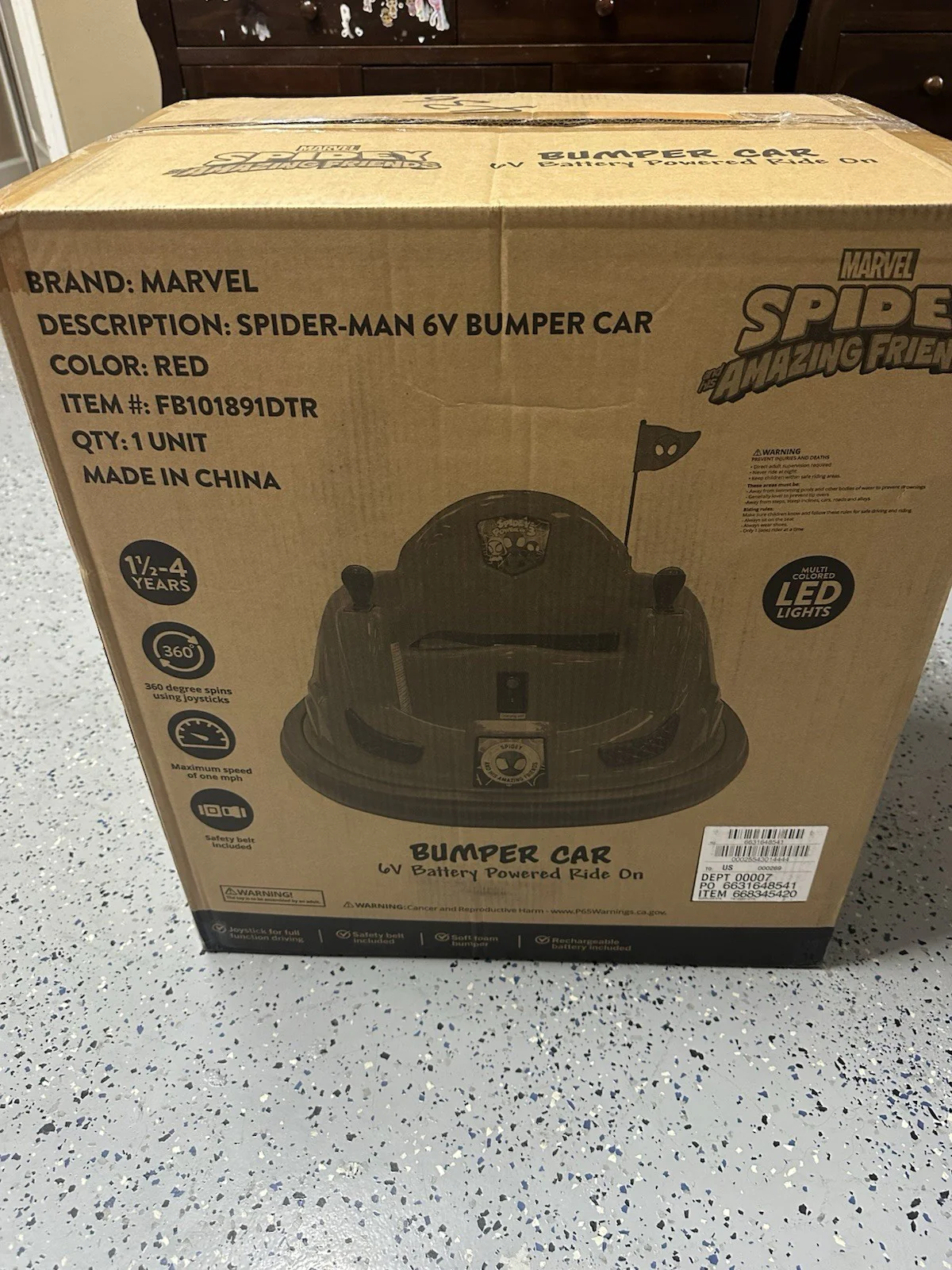 6V Marvel Spidey Bumper Car Ride-On Toy by Flybar - Image 5
