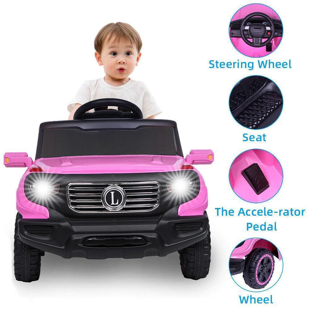 6V Pink Electric Ride-On Car Truck for Kids with Remote Control and LED Lights - Image 2