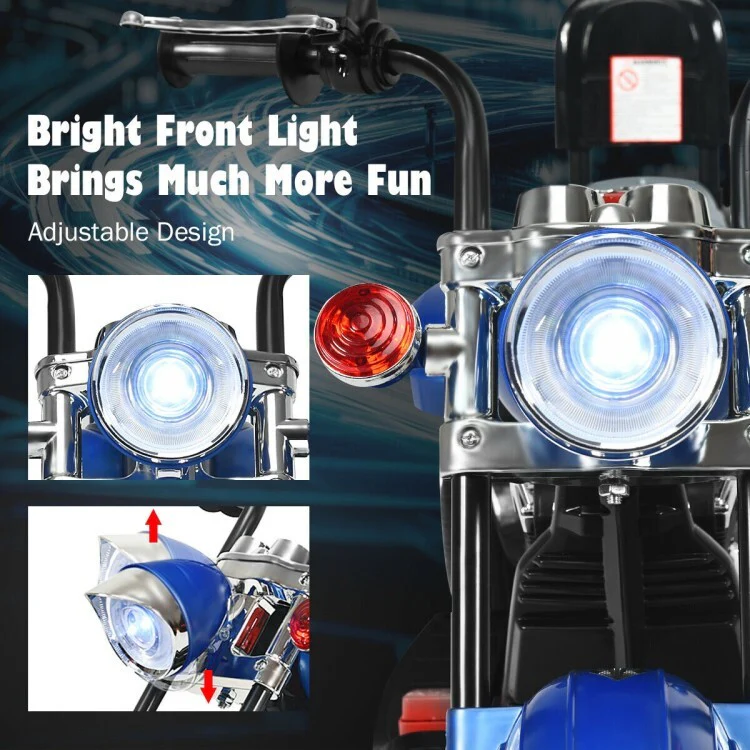 6V Powered Toddler 3-Wheel Motorbike Ride-On Toy with Horn and Headlight - Image 5
