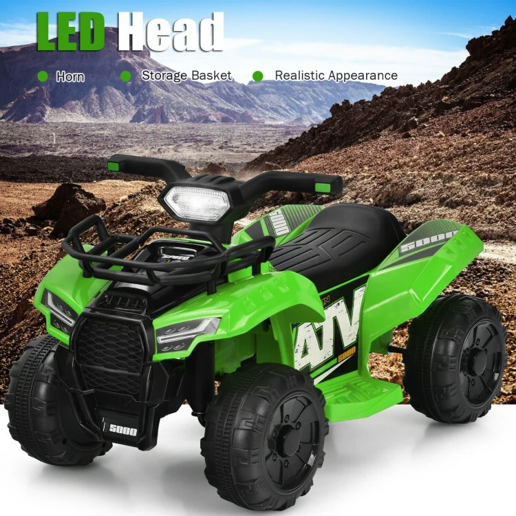 6V Rechargeable Battery Electric Kids Ride-On ATV Quad Car with LED Lights and MP3 Player - Image 6