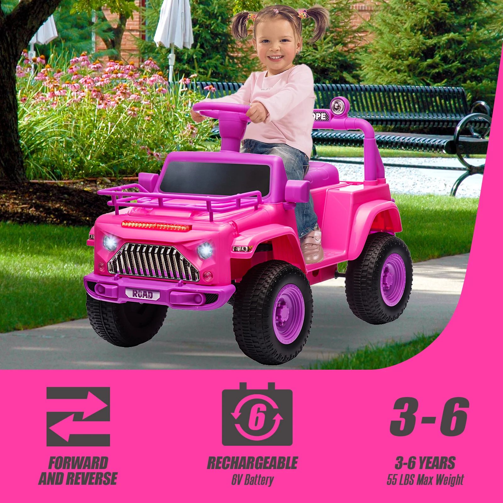 6V Battery-Powered Electric Ride-On Car for Toddlers with LED Lights - Image 3