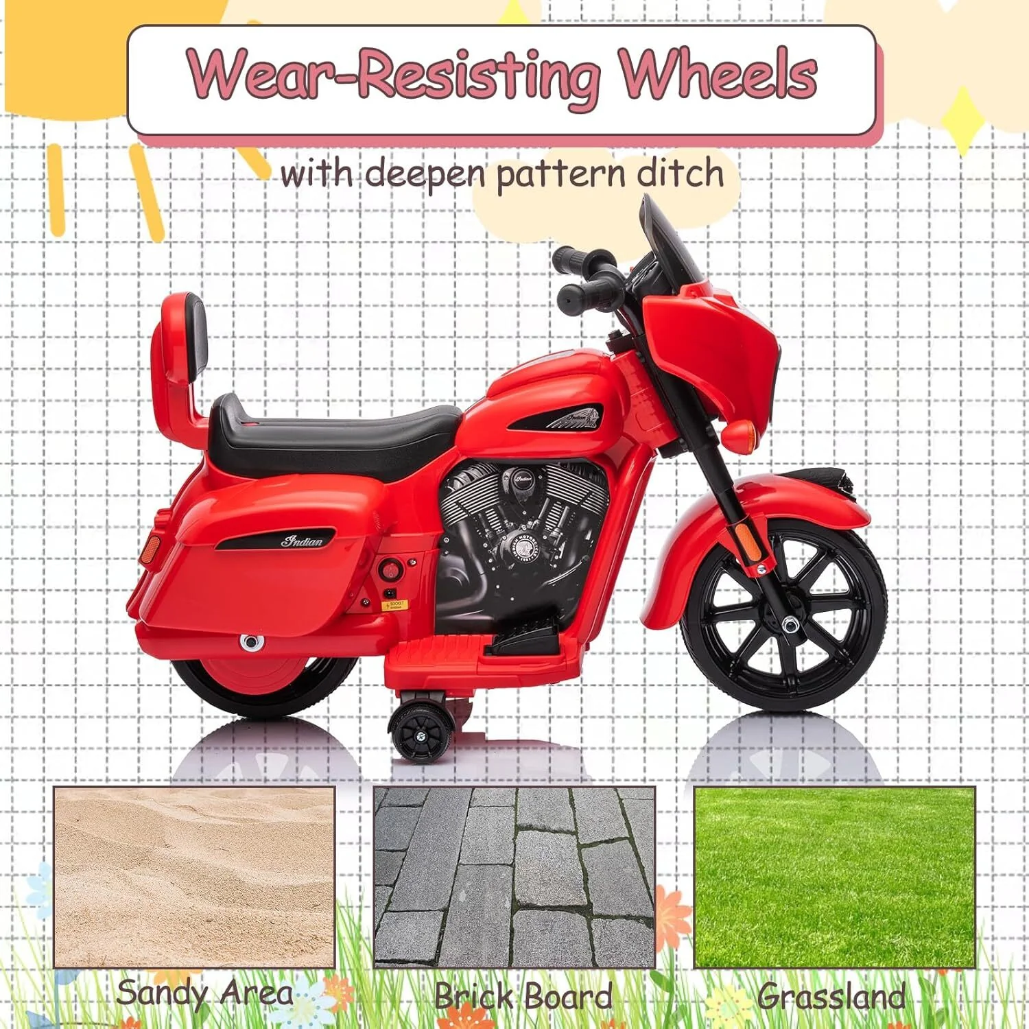 6V Ride-On Motorcycle Car for Toddlers with USB, AUX, and Headlight in Red - Image 6