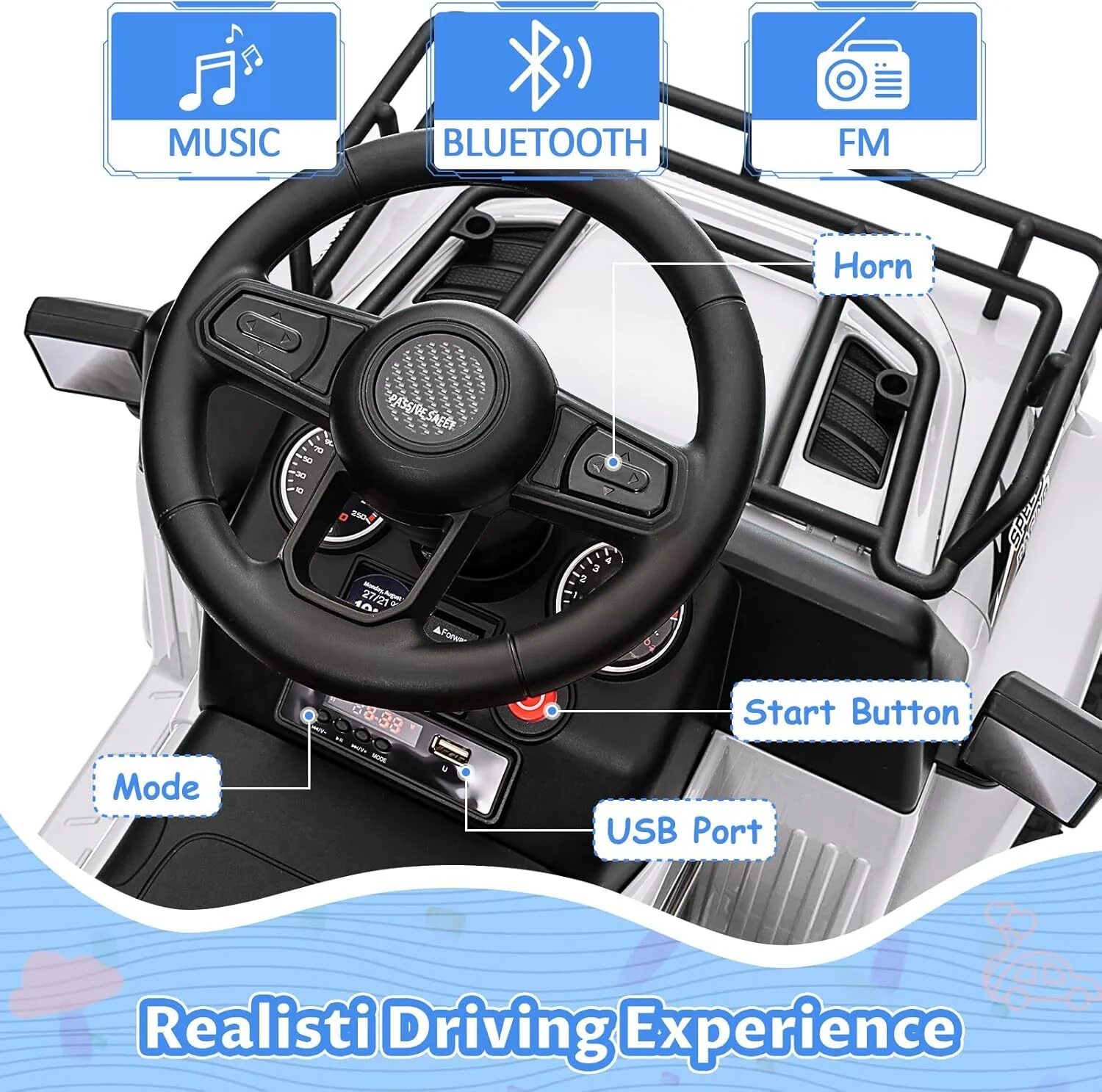 6V Ride-On Car for Kids 3-6 Years with LED Lights, Rear Storage, Horn, and Music - Image 4