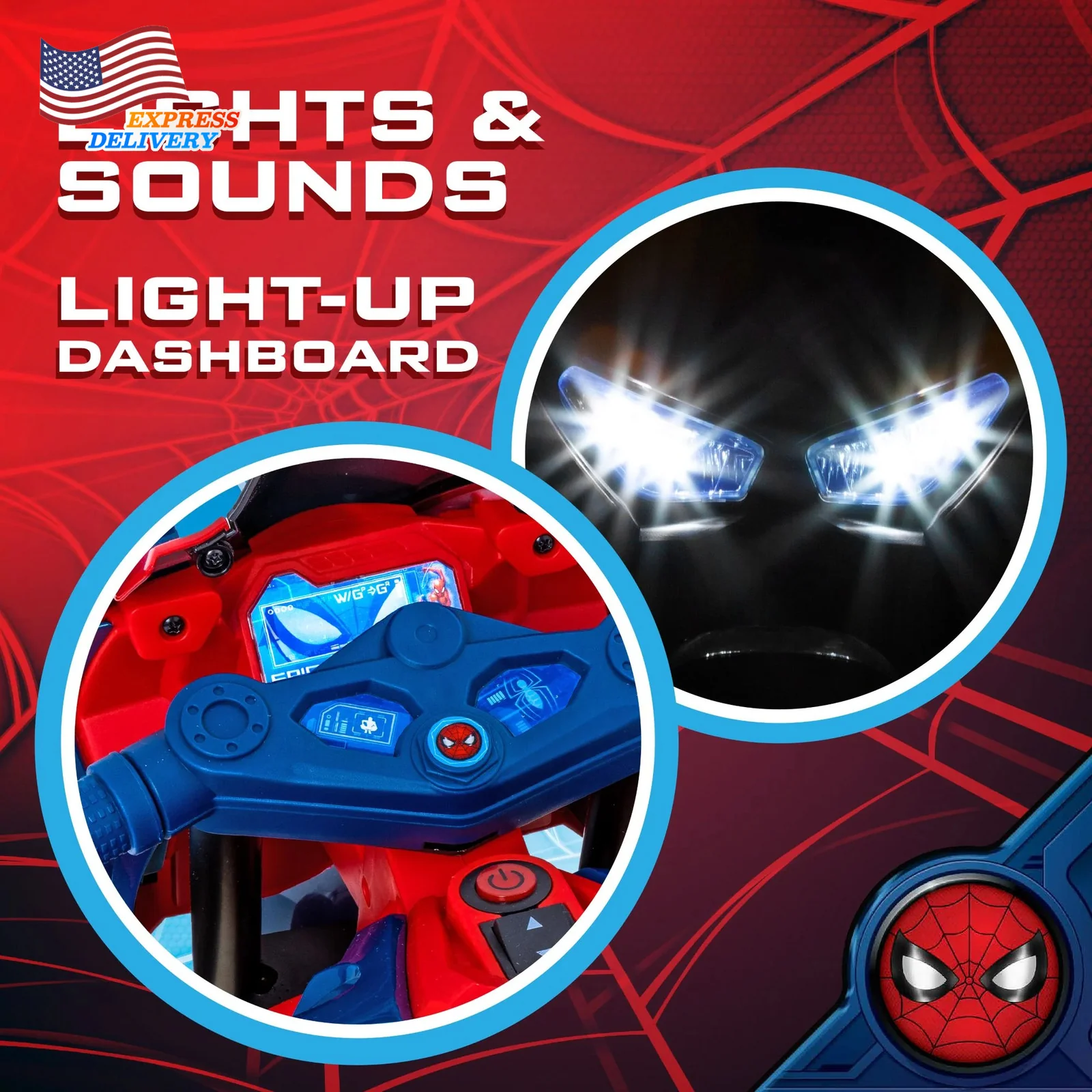 6V Battery-Powered Spiderman Ride-On Motorcycle Toy for Kids Ages 3+ - Image 3