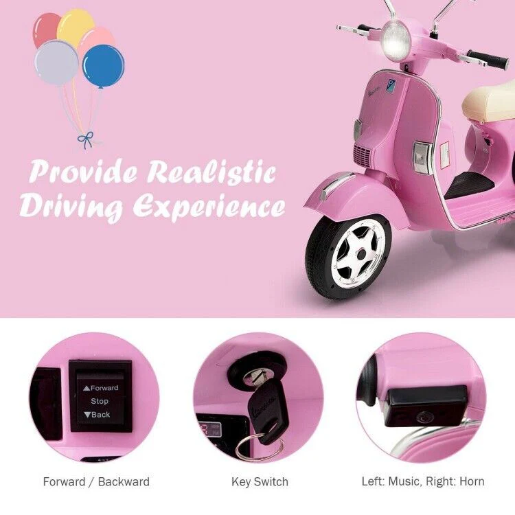 6V Vespa Scooter Motorcycle for Kids with Training Wheels and Headlight - Image 10