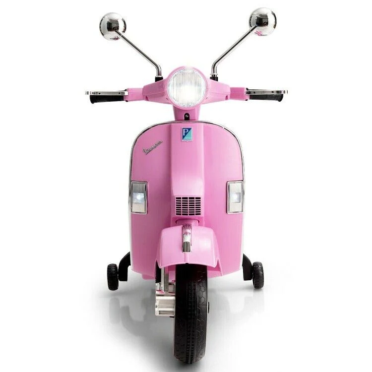 6V Vespa Scooter Motorcycle for Kids with Training Wheels and Headlight - Image 2
