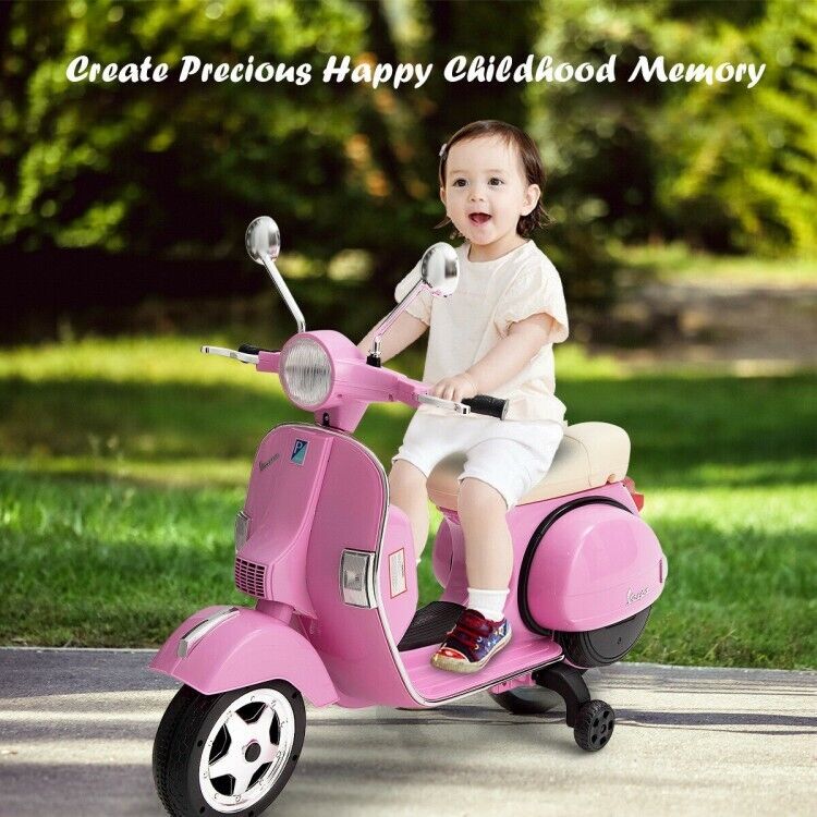 6V Vespa Scooter Motorcycle for Kids with Training Wheels and Headlight - Image 5