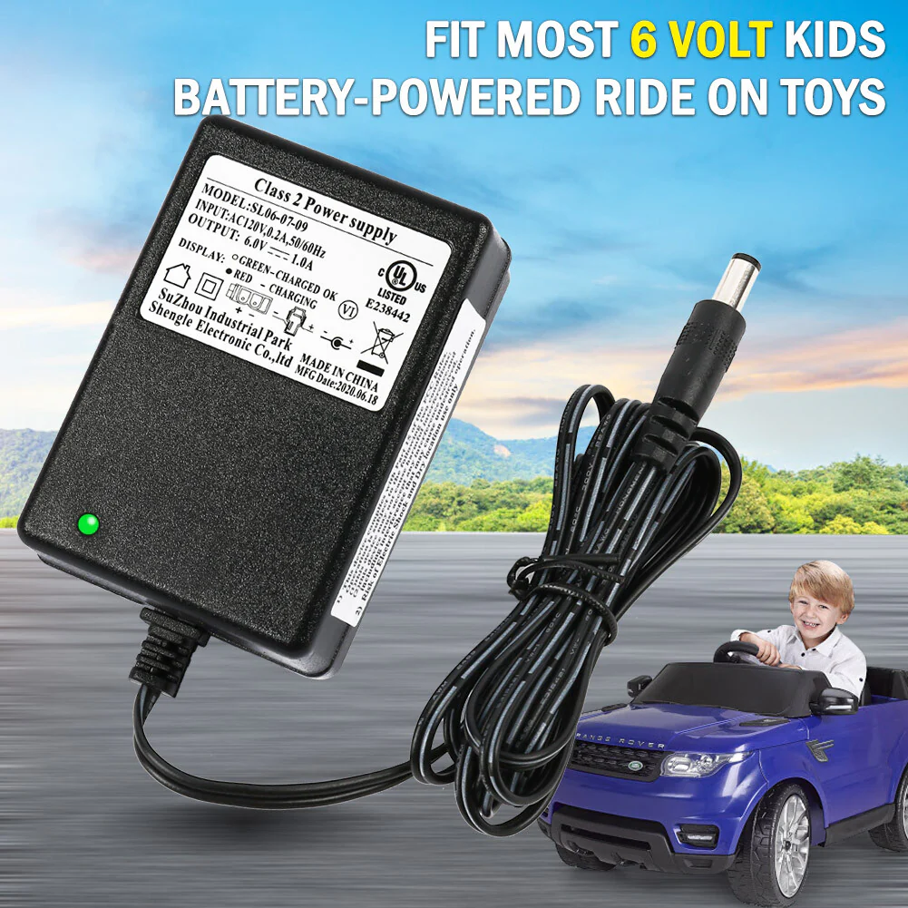 6V Battery Charger and Power Adapter for Kids Ride-On Cars Compatible with Dynacraft
