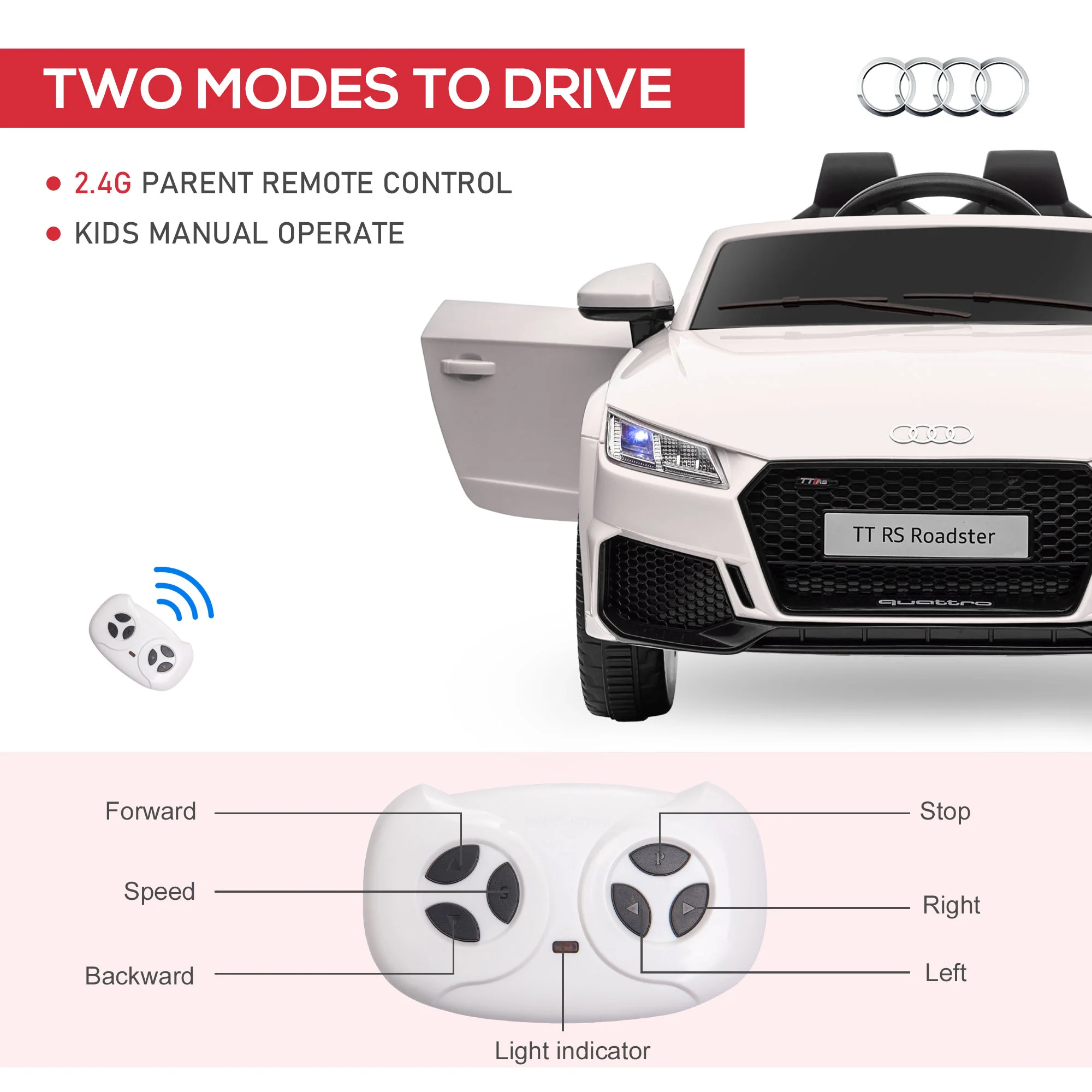 6V Battery-Powered Luxury Audi TT RS Riding Toy Car with Kids Seat - Image 6
