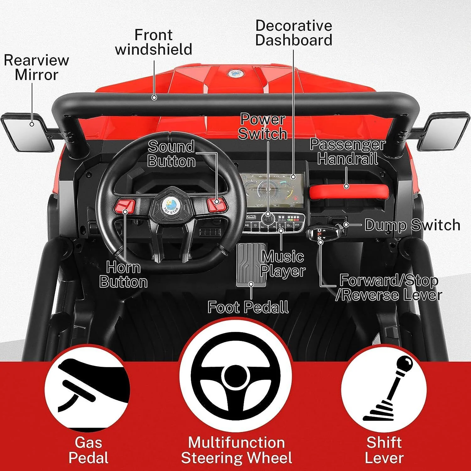 6x6 Ride On UTV Truck with Dump Bed, 6 Suspension, and 4WD - Perfect for Kids with LED Lights and Remote Control - Image 41